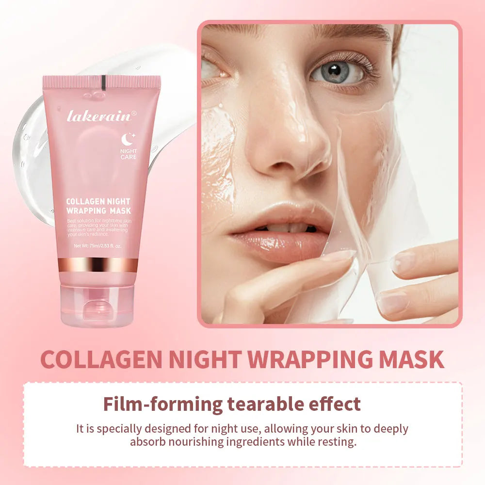 5pcs Salmon Collagen Jelly Peel Off Mask Overnight Wrapping Facial Mask Firming Moisturizing Collagen Essence Christmas Gift