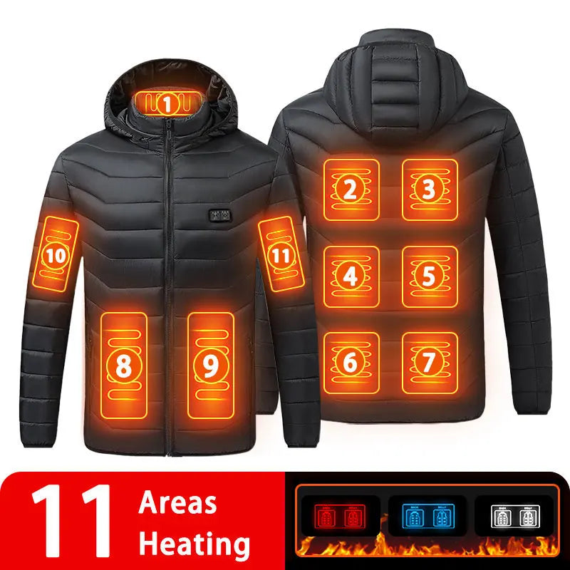 9/19 Areas Heated Jacket Women's Warm Vest USB Men's Heating Jacket Heated Vests Coat Hunting Hiking Camping Autumn Winter Male