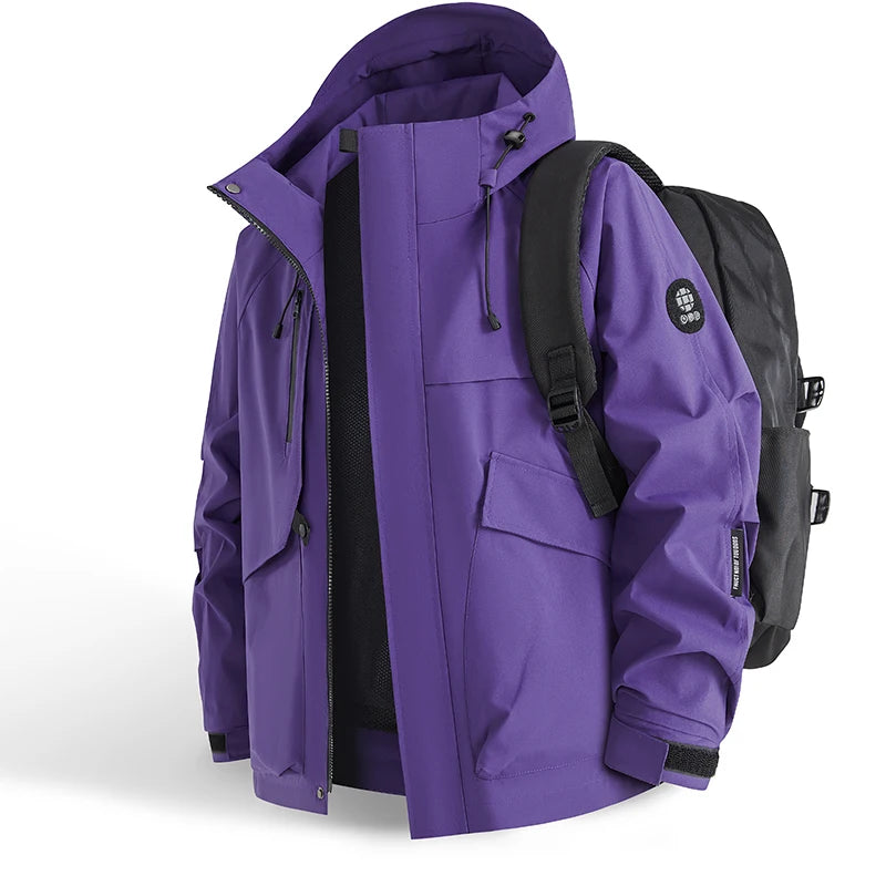 New Men's Mountaineering Jacket Windproof Waterproof Hiking Jackets for Men Fashion Hip Hop Design Casual Oversize Outdoors Coat