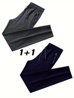 2 Pieces Men's Casual Pants Stretch Elastic Waist Jogger Korean Classic Blue Black Gray Male Brand Trousers Plus Size
