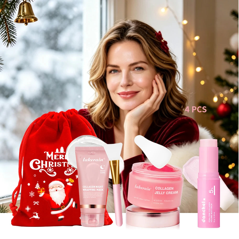 5pcs Salmon Collagen Jelly Peel Off Mask Overnight Wrapping Facial Mask Firming Moisturizing Collagen Essence Christmas Gift