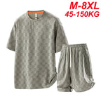 Plus Size 8xl Summer Men's Tracksuits Sets Fashion Casual Quick Dry T-Shirts Shorts Suits Male Oversize 7xl 6xl Sportswear