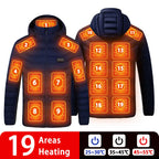 9/19 Areas Heated Jacket Women's Warm Vest USB Men's Heating Jacket Heated Vests Coat Hunting Hiking Camping Autumn Winter Male
