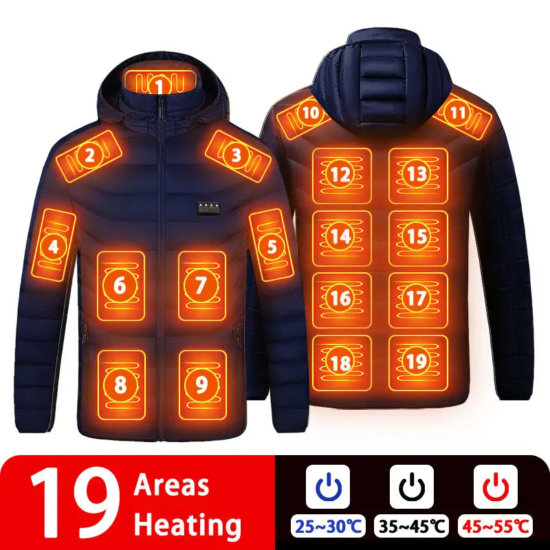 9/19 Areas Heated Jacket Women's Warm Vest USB Men's Heating Jacket Heated Vests Coat Hunting Hiking Camping Autumn Winter Male