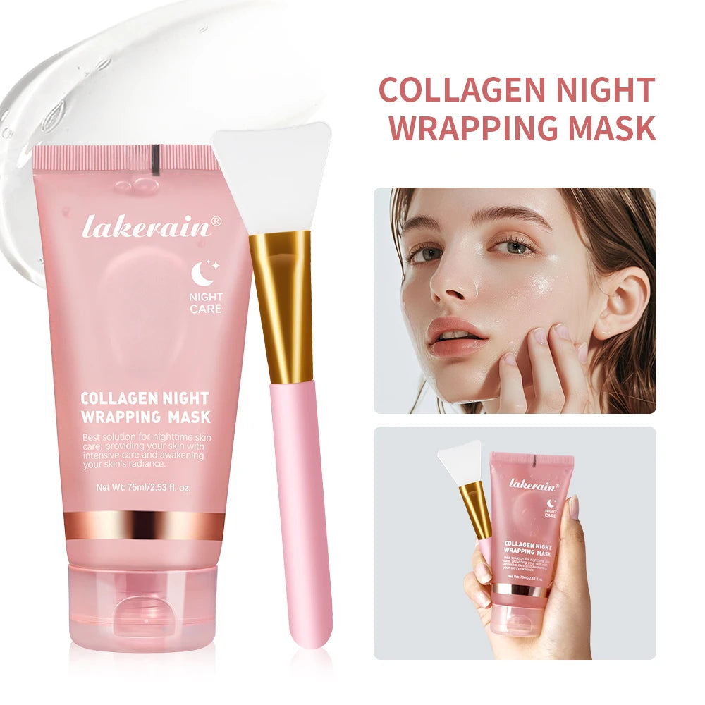 4pcs/set Collagen Jelly Cream Peel-Off Mask Salmon Collagen essence Collagen Overnight Facial Mask Wrapping Firming Moisturizing