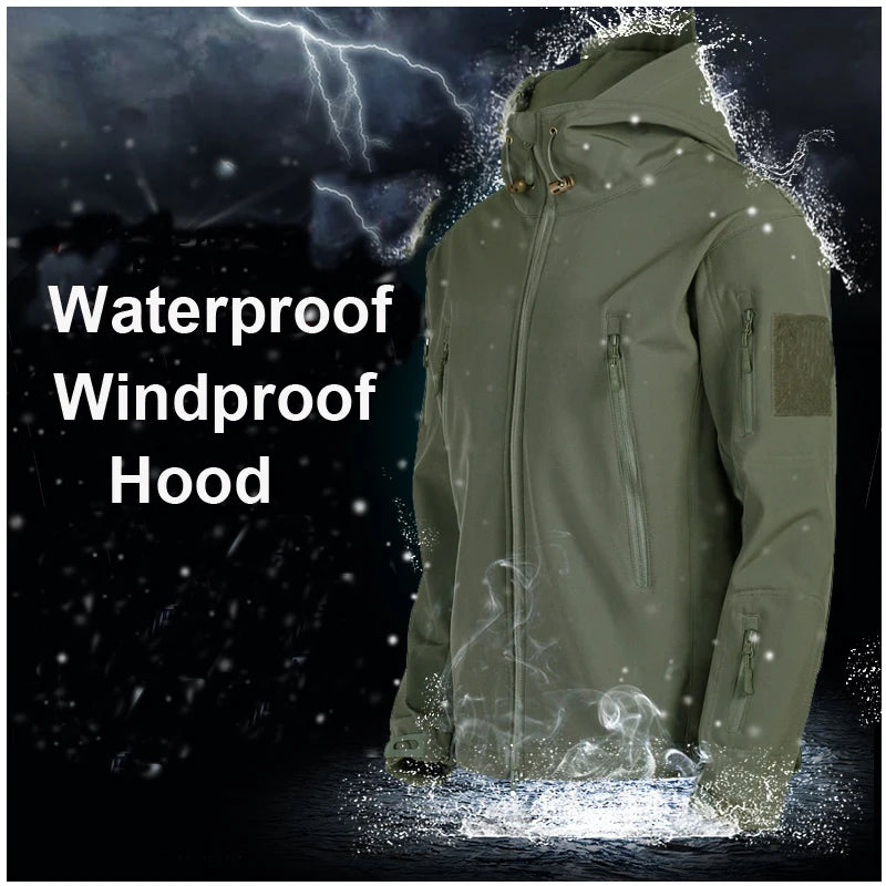Free Belt 2024 Shark Skin Soft Shell Winter Plush Thickened Mountaineering Tactics Keep Warm Waterproof Anti-cutting Charge Suit