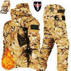 Free Belt 2024 Shark Skin Soft Shell Winter Plush Thickened Mountaineering Tactics Keep Warm Waterproof Anti-cutting Charge Suit
