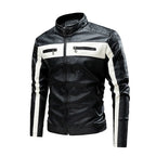 Motorcycle Jacket Leather Men Coat Bomber Waterproof Warm Fashion Splicing Vintage Stand Collar Riding Black Long Jacket Plus