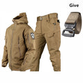 Free Belt 2024 Shark Skin Soft Shell Winter Plush Thickened Mountaineering Tactics Keep Warm Waterproof Anti-cutting Charge Suit