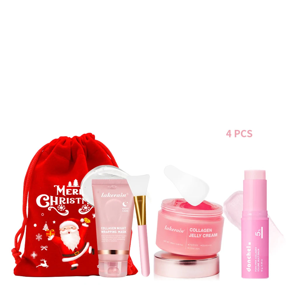 5pcs Salmon Collagen Jelly Peel Off Mask Overnight Wrapping Facial Mask Firming Moisturizing Collagen Essence Christmas Gift