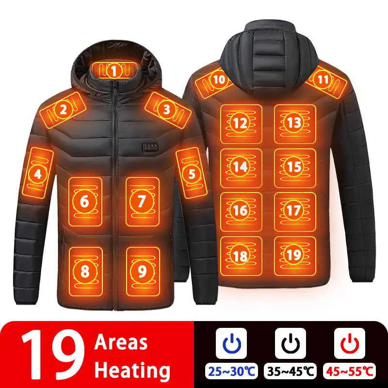9/19 Areas Heated Jacket Women's Warm Vest USB Men's Heating Jacket Heated Vests Coat Hunting Hiking Camping Autumn Winter Male