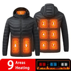 9/19 Areas Heated Jacket Women's Warm Vest USB Men's Heating Jacket Heated Vests Coat Hunting Hiking Camping Autumn Winter Male