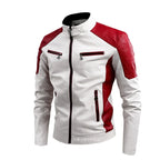 Motorcycle Jacket Leather Men Coat Bomber Waterproof Warm Fashion Splicing Vintage Stand Collar Riding Black Long Jacket Plus