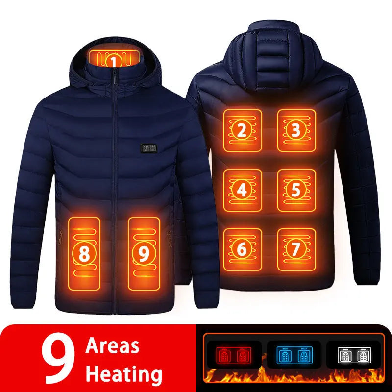 9/19 Areas Heated Jacket Women's Warm Vest USB Men's Heating Jacket Heated Vests Coat Hunting Hiking Camping Autumn Winter Male