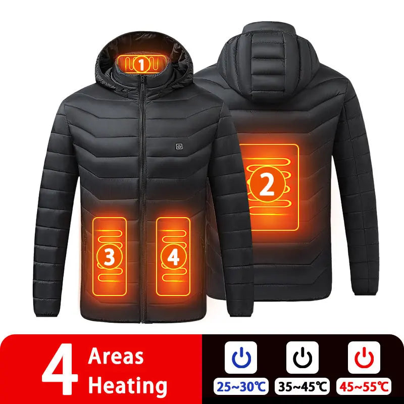 9/19 Areas Heated Jacket Women's Warm Vest USB Men's Heating Jacket Heated Vests Coat Hunting Hiking Camping Autumn Winter Male