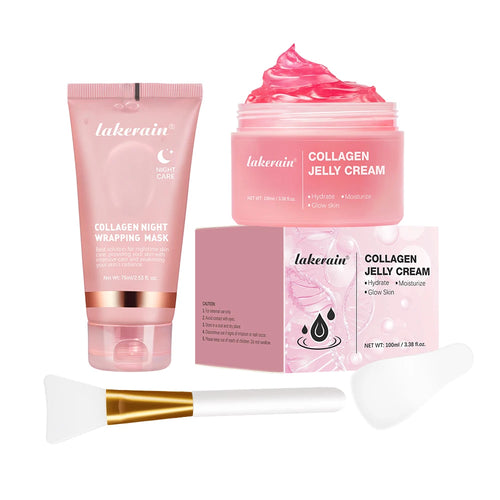 4pcs/set Collagen Jelly Cream Peel-Off Mask Salmon Collagen essence Collagen Overnight Facial Mask Wrapping Firming Moisturizing