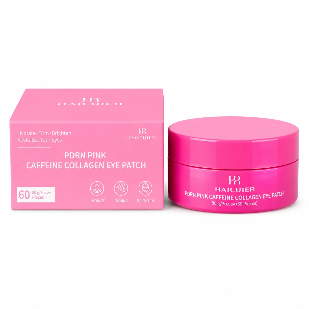 60Pcs PDRN Pink Caffeine Collagen Eye Patch, Hydrate Firm Brighten Reduce Dark Circles Eye Skin Care